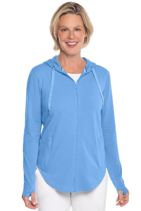 Women's LumaLeo Zip-Up Hoodie | Clear Sky Blue Hoodie with Monochrome Minimalist Simple Women's LumaLeo Zip-Up Hoodie | Clear Sky Blue Hoodie with Monochrome Minimalist Simple