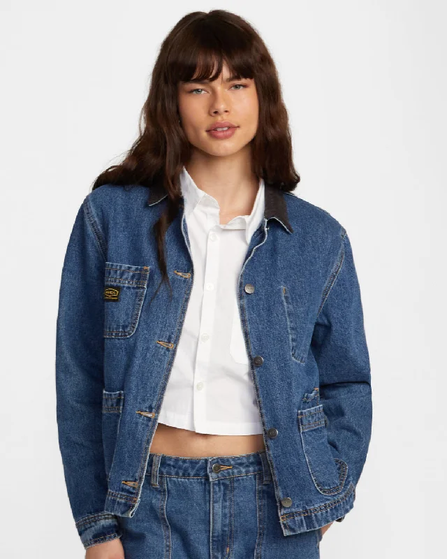 Recession Denim Chore Coat Jackets - Blue Rinse Quilted Jacket Puffer Jacket Insulated Jacket Recession Denim Chore Coat Jackets - Blue Rinse Quilted Jacket Puffer Jacket Insulated Jacket