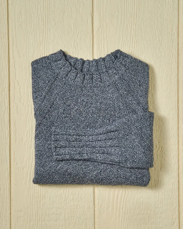 Women's Quaker Crewneck Sweater in Denim Mix Wool Sweater Cotton Sweater Cashmere Sweater Women's Quaker Crewneck Sweater in Denim Mix Wool Sweater Cotton Sweater Cashmere Sweater