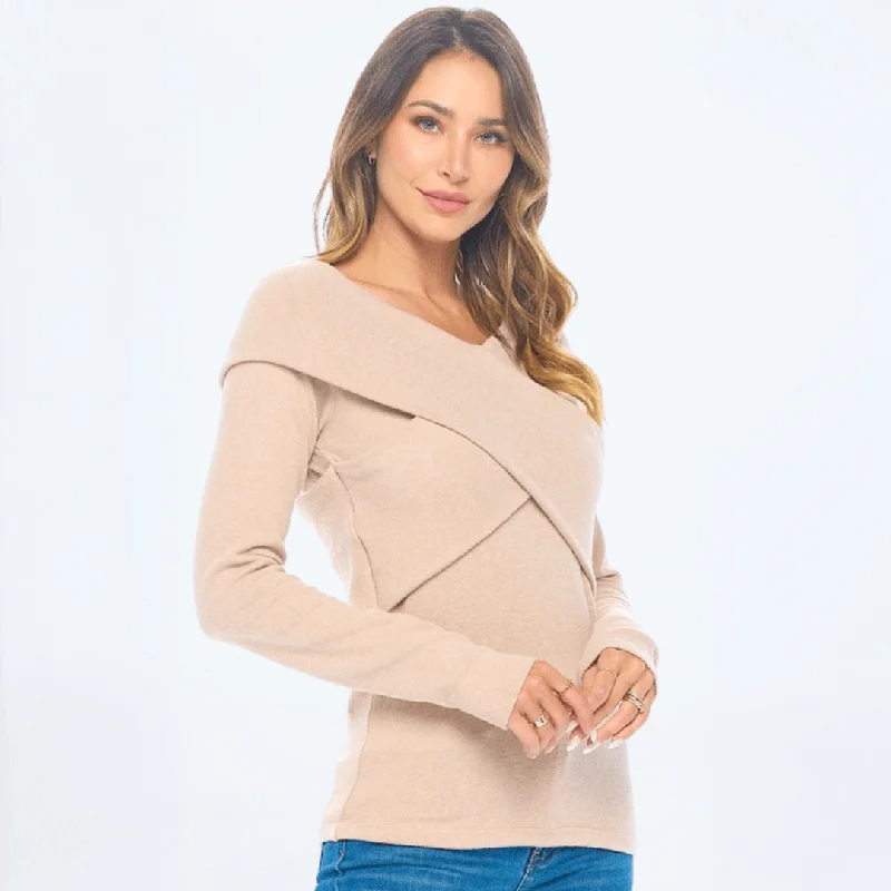 Cashmere Feel Wrap Detail Off Sweater Top Made in USA Machine Wash Dry Clean Hand Wash Cashmere Feel Wrap Detail Off Sweater Top Made in USA Machine Wash Dry Clean Hand Wash