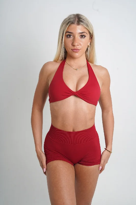 CORE SCRUNCH SHORTS -DARK RED