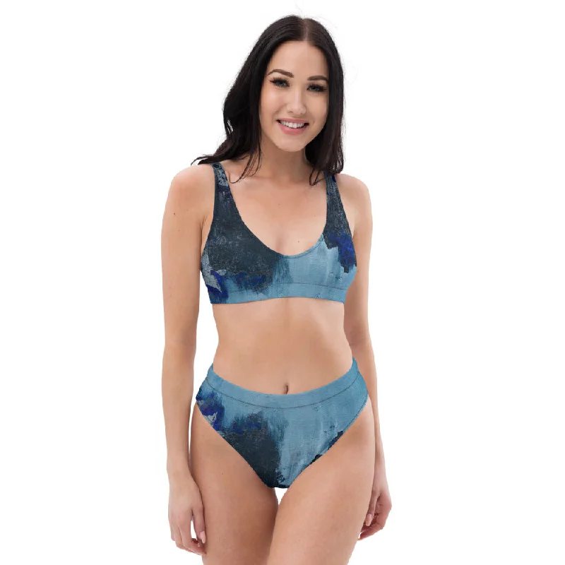 Ice Blue Recycled high-waisted bikini