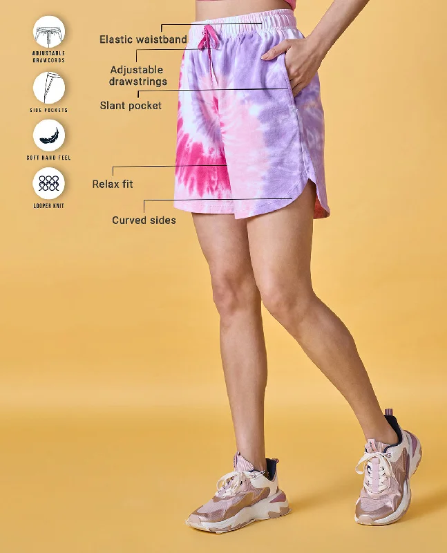 Nykd All Day Printed Terry Shorts - NYAT287 -Pink tie dye