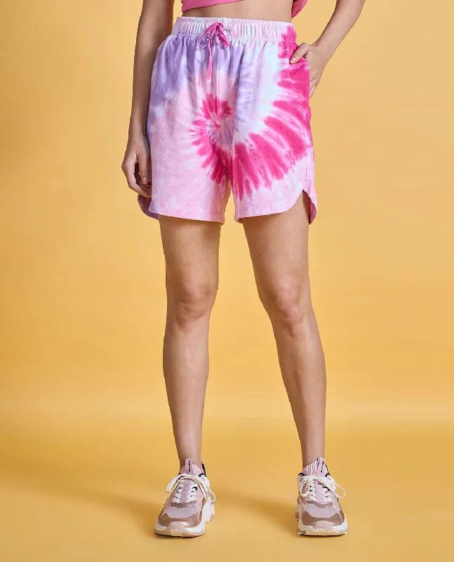 Nykd All Day Printed Terry Shorts - NYAT287 -Pink tie dye