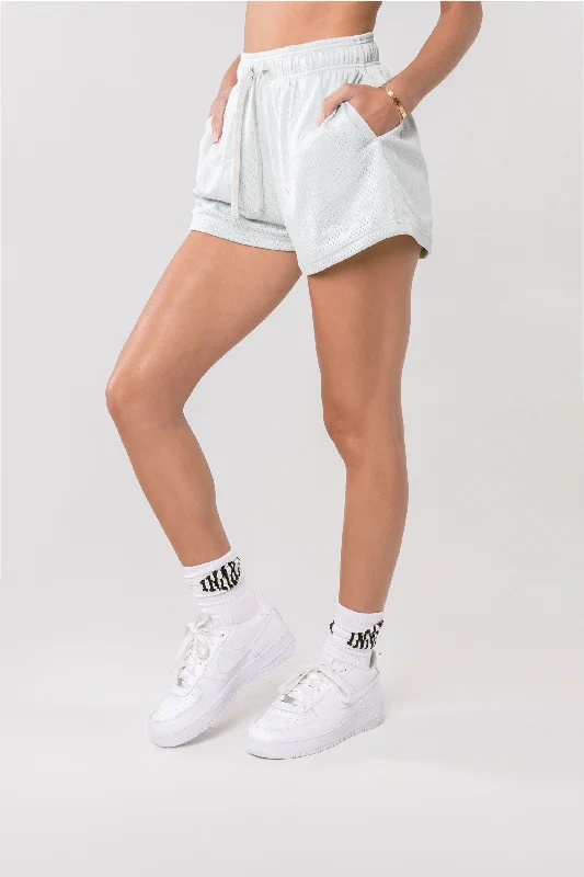 WOMEN'S BASIC SHORTS - WHITE SILVER