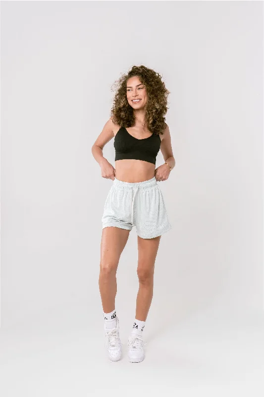 WOMEN'S BASIC SHORTS - WHITE SILVER