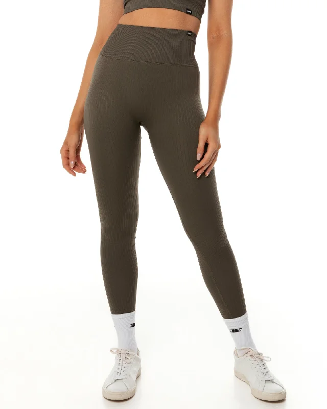 Ribbed Seamless Leggings - Olive