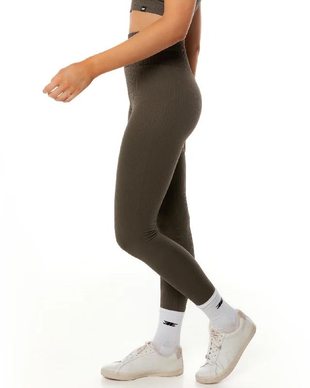 Ribbed Seamless Leggings - Olive