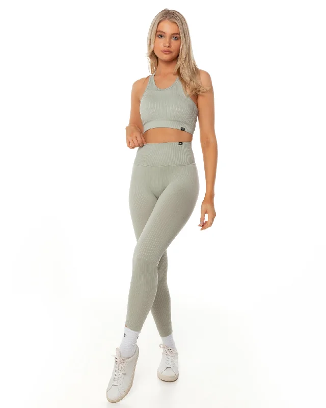 Ribbed Seamless Leggings - Pastel Grey