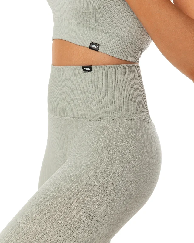 Ribbed Seamless Leggings - Pastel Grey