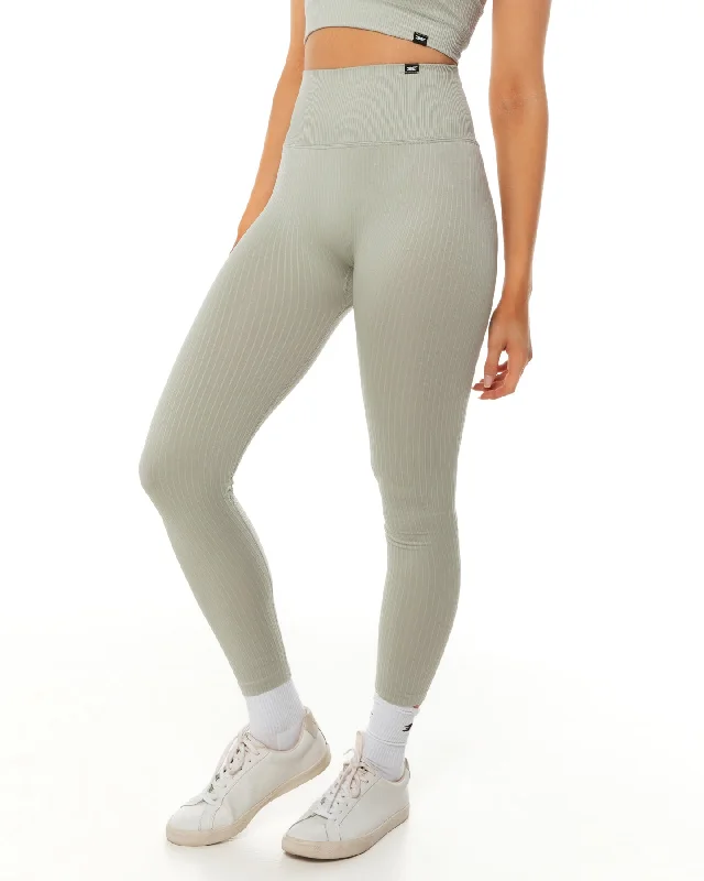 Ribbed Seamless Leggings - Pastel Grey