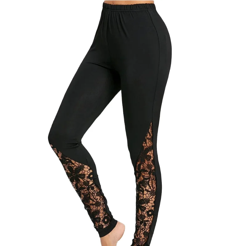 Floral Lace Cut Out High Waist Leggings