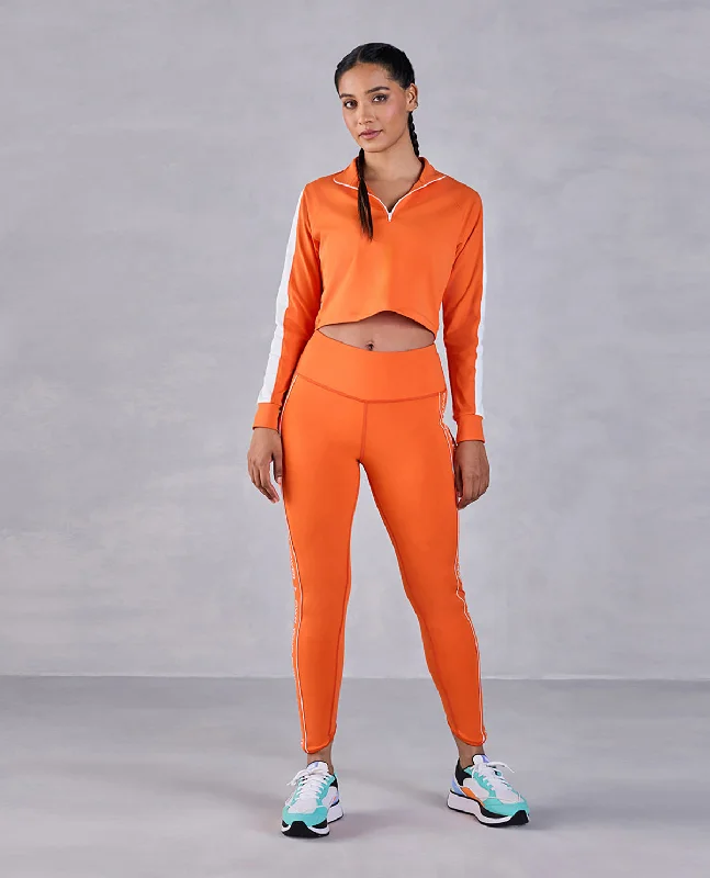 Full Sleeves Running Top in Second SKN Fabric Orange