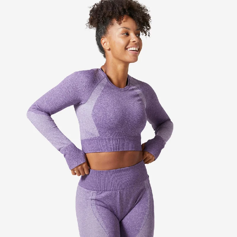 Long-Sleeved Cropped Seamless Fitness T-Shirt