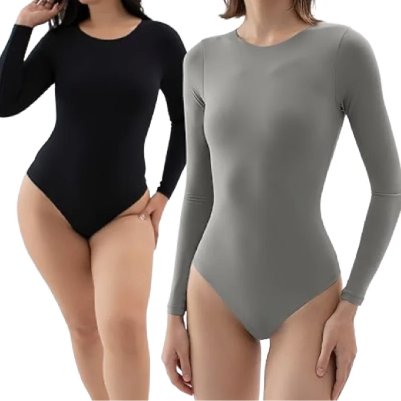 Black Long Sleeve Seamless Bodysuit