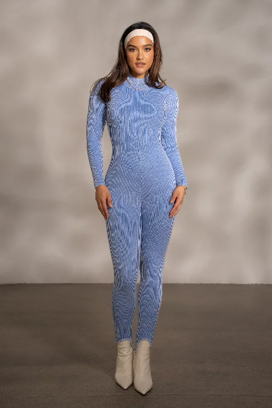 Blue In Control Stirrup Jumpsuit