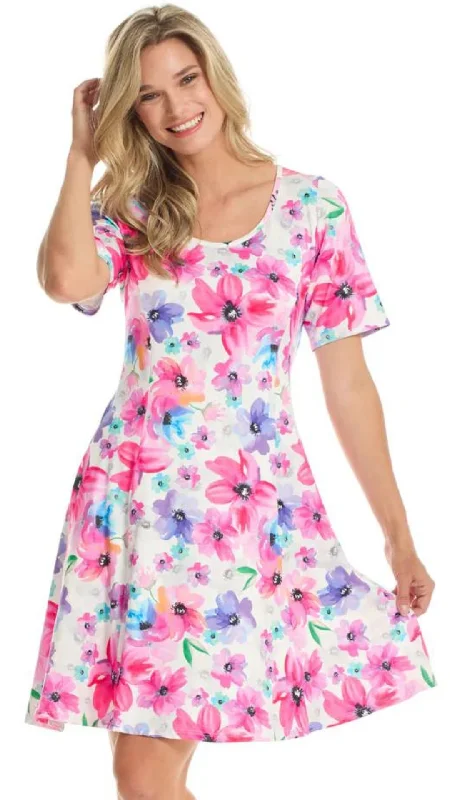 Floral Print Short Sleeve Dress. Style GITPARIS-18816P