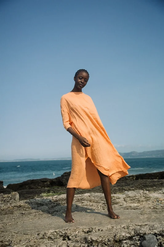 Monique Linen Dress in Apricot