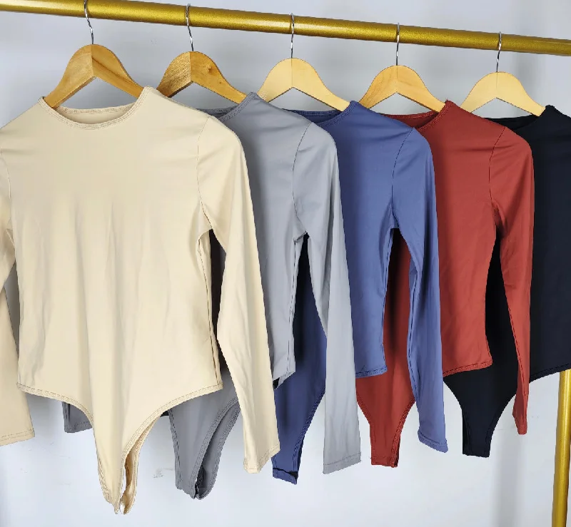 Sand Long Sleeve Seamless Bodysuit