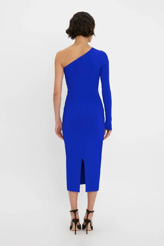 Victoria Beckham VB Body One Shoulder Midi Dress - Cobalt