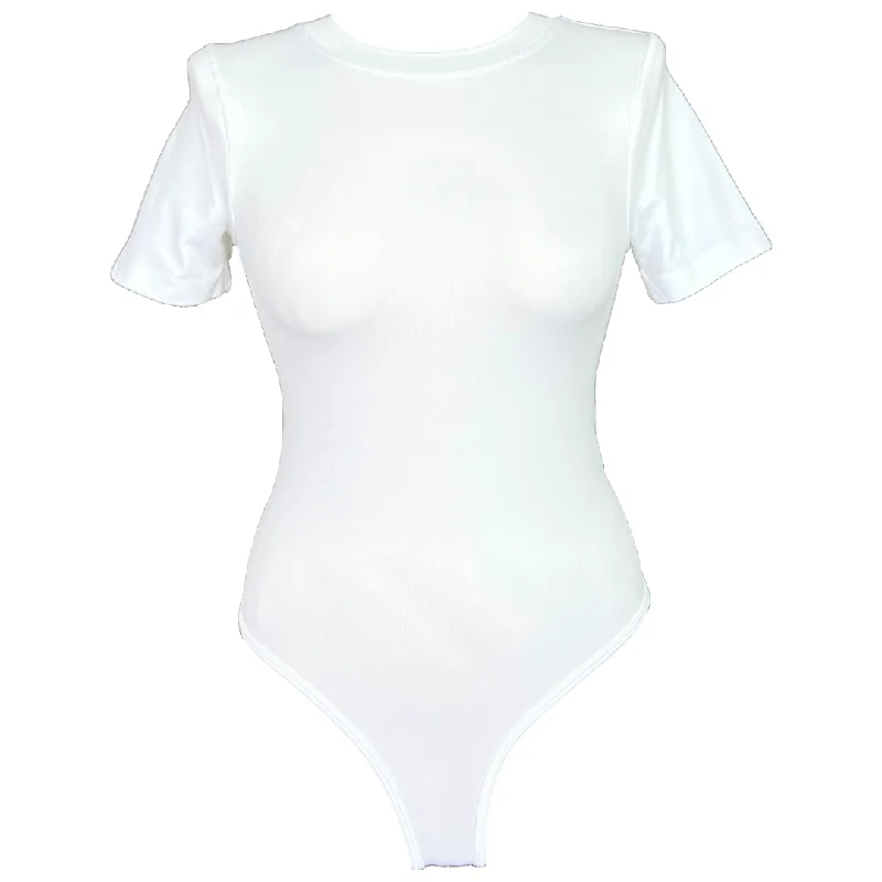 White Seamless Short Sleeve Bodysuit