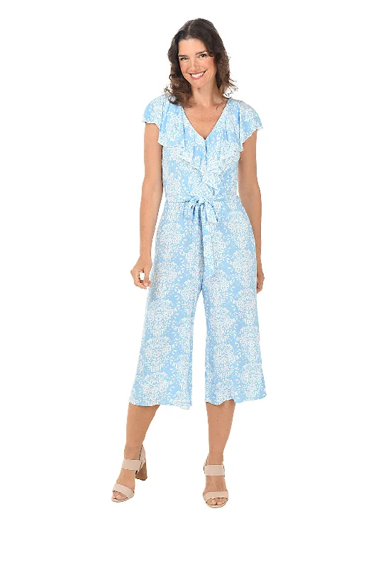 Damask Ruffle Surplice Jumpsuit