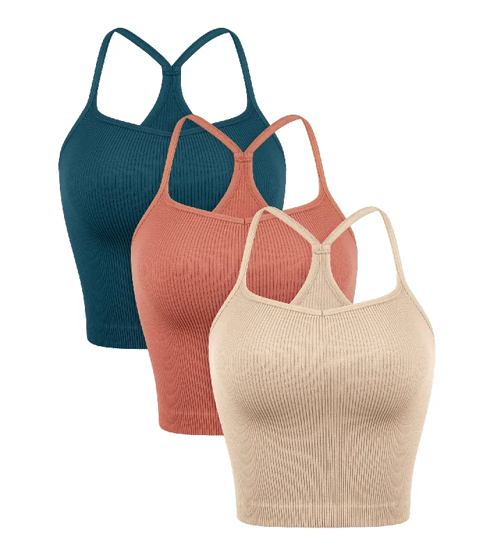 3-Pack Seamless Sweetheart Neck Crop Tank Tops