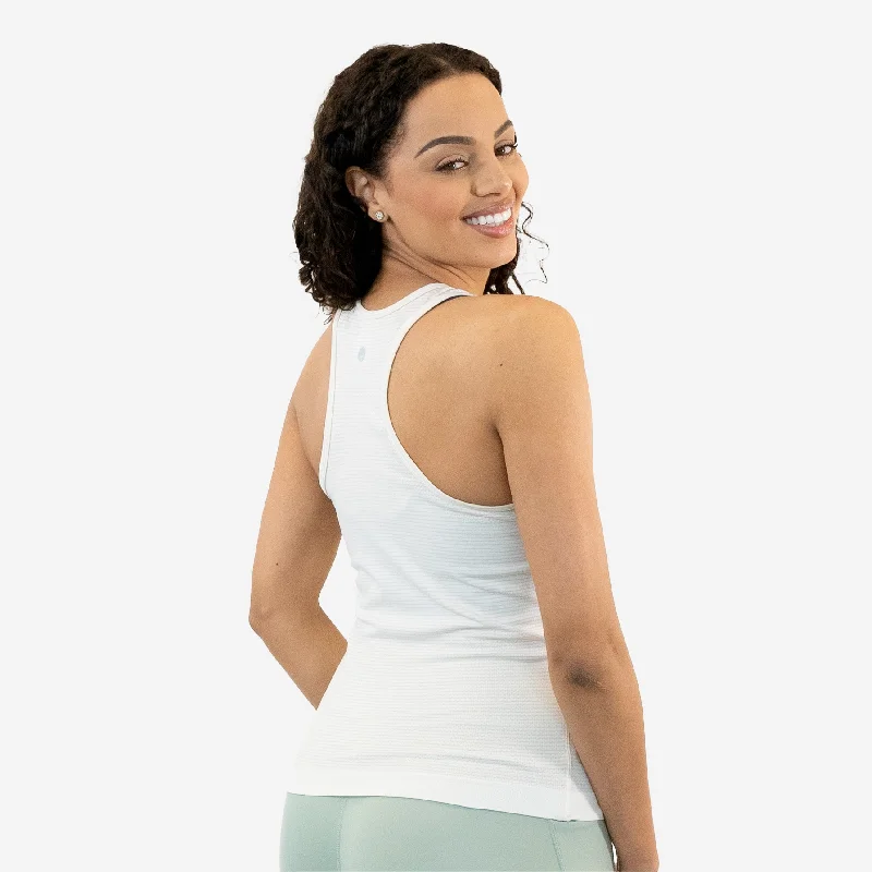 Essential Race Length Seamless Tank - Jet Stream