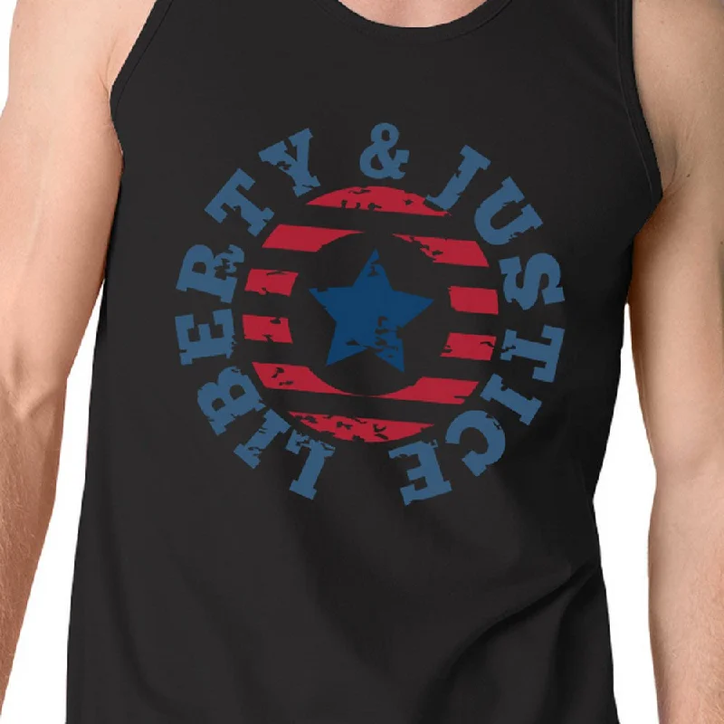 Liberty & Justice Black Sleeveless Tee 4th Of July Tank Top For Men