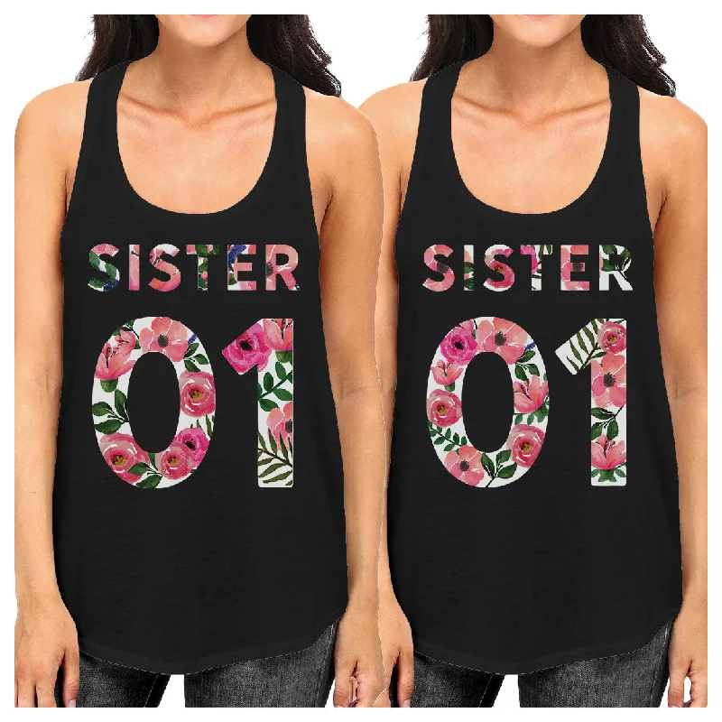 Sister 01 BFF Matching Black Tank Tops