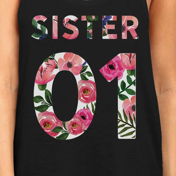 Sister 01 BFF Matching Black Tank Tops