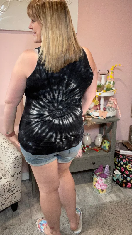 Tie Dye Sleeveless Round Neck Tee