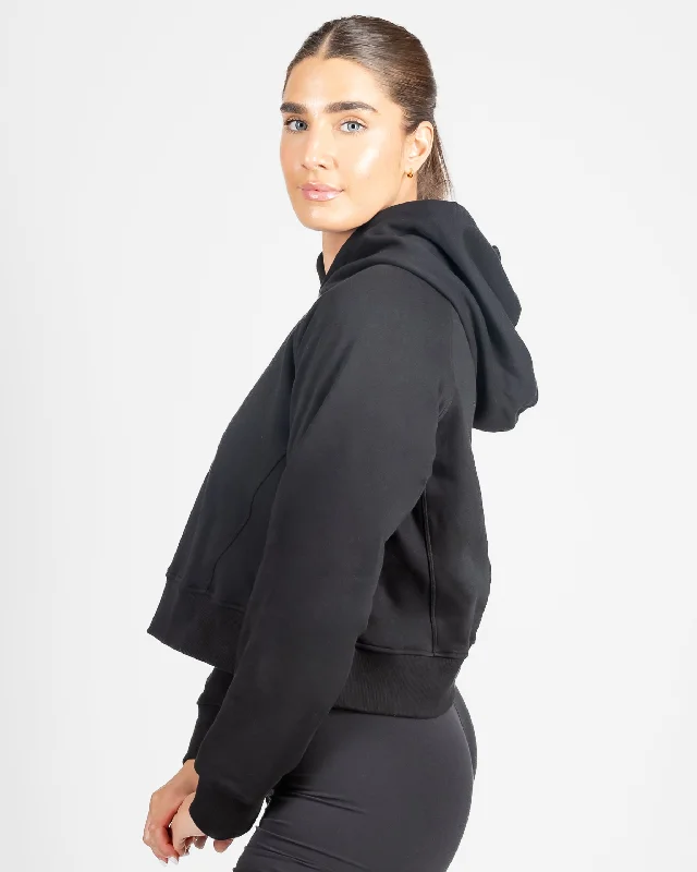 Classic Cropped Hoodie - Black