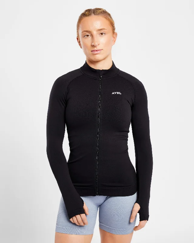 Essential Seamless Zip Jacket - Black