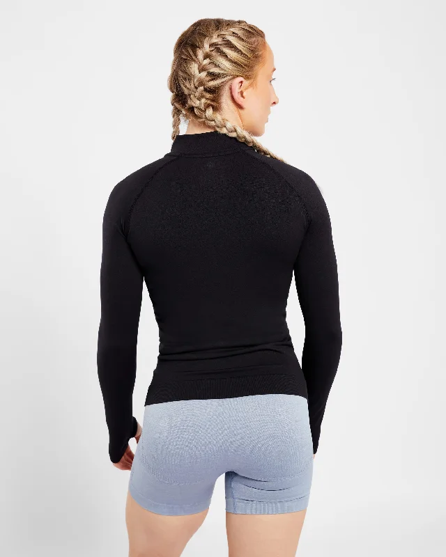 Essential Seamless Zip Jacket - Black