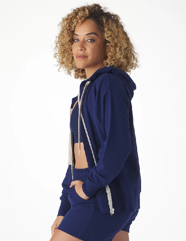 Vintage Oversized Zip Up: Indigo