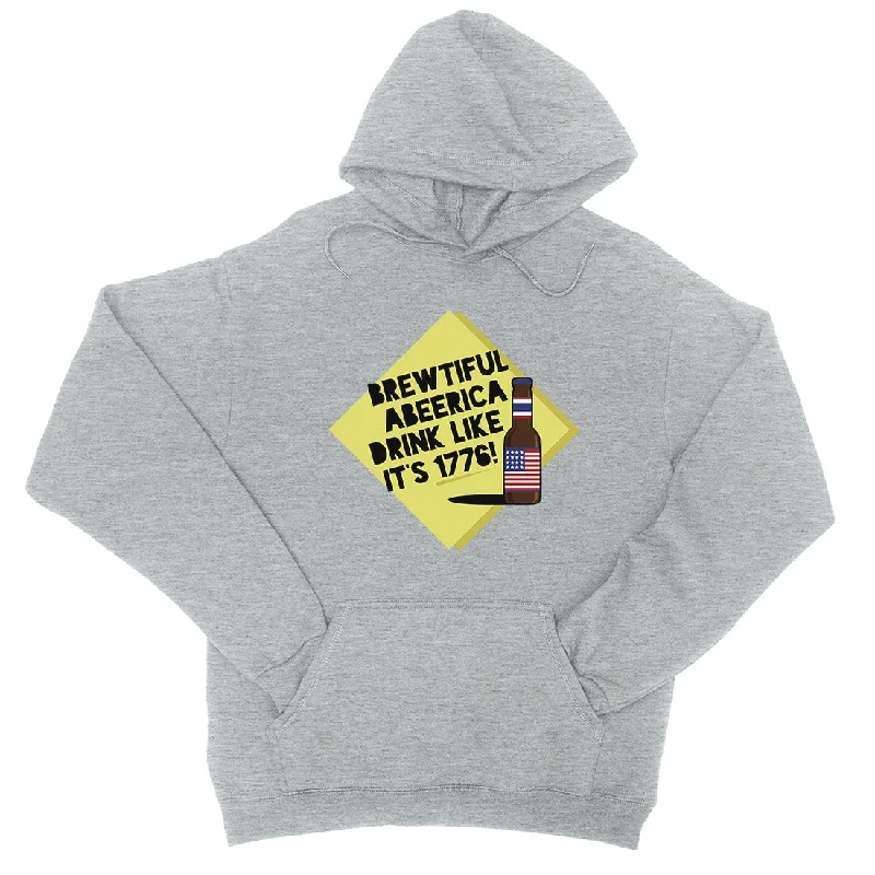 Brewtiful Abeerica Unisex Hooded Sweatshirt 4th Of July Hoodie Gift