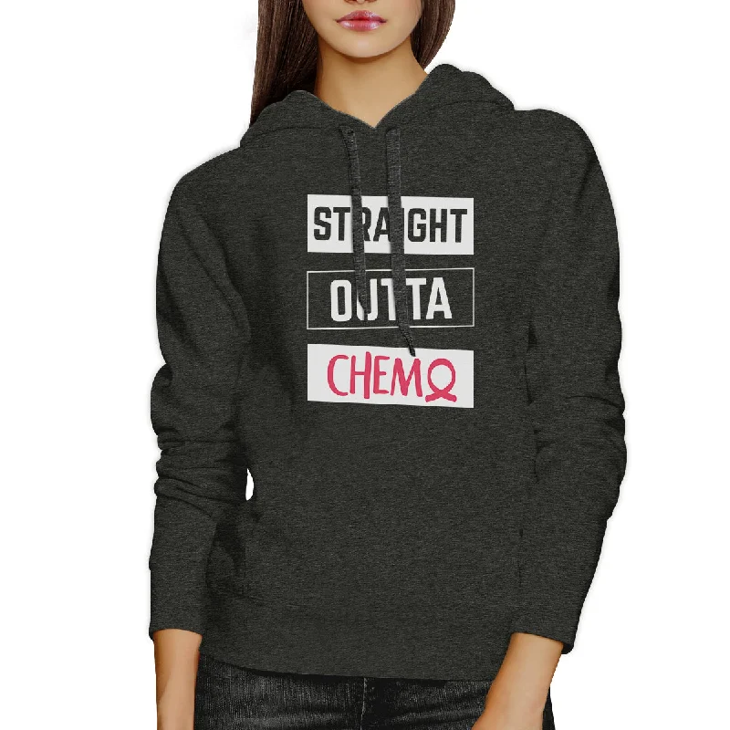 Straight Outta Chemo Breast Cancer Dark Grey Hoodie