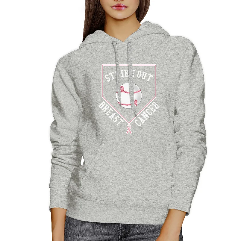 Strike Out Breast Cancer Baseball Grey Hoodie