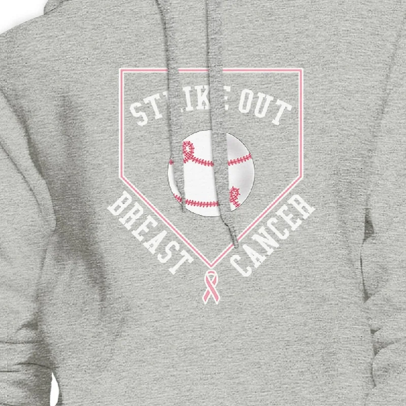 Strike Out Breast Cancer Baseball Grey Hoodie