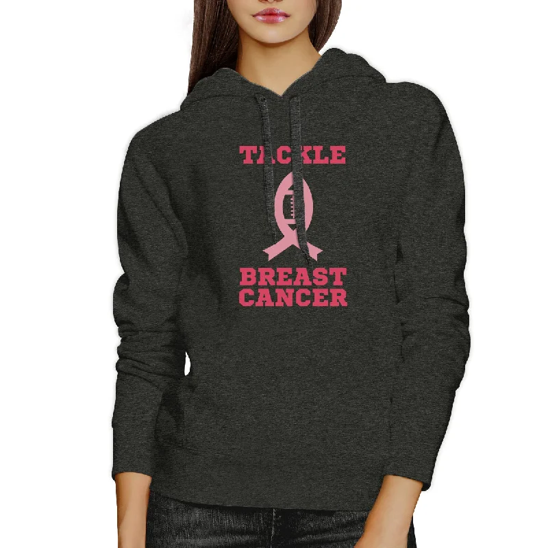 Tackle Breast Cancer Football Dark Grey Hoodie