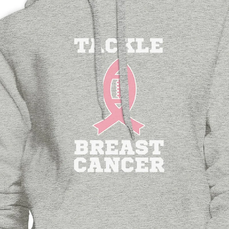 Tackle Breast Cancer Football Grey Hoodie