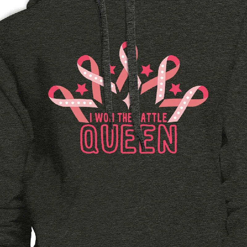 Won The Battle Queen Breast Cancer Awareness Dark Grey Hoodie