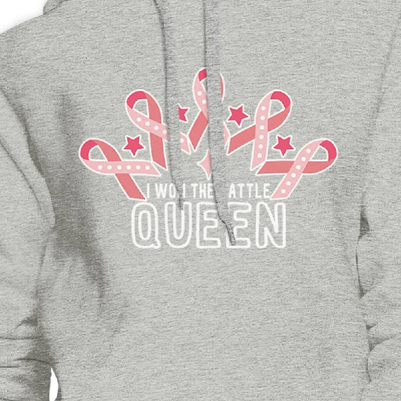 Won The Battle Queen Breast Cancer Awareness Grey Hoodie