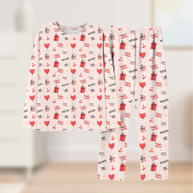 4FunGift® XOXO Love Envelope Gift Print Women's Pajamas Home Wear For Her