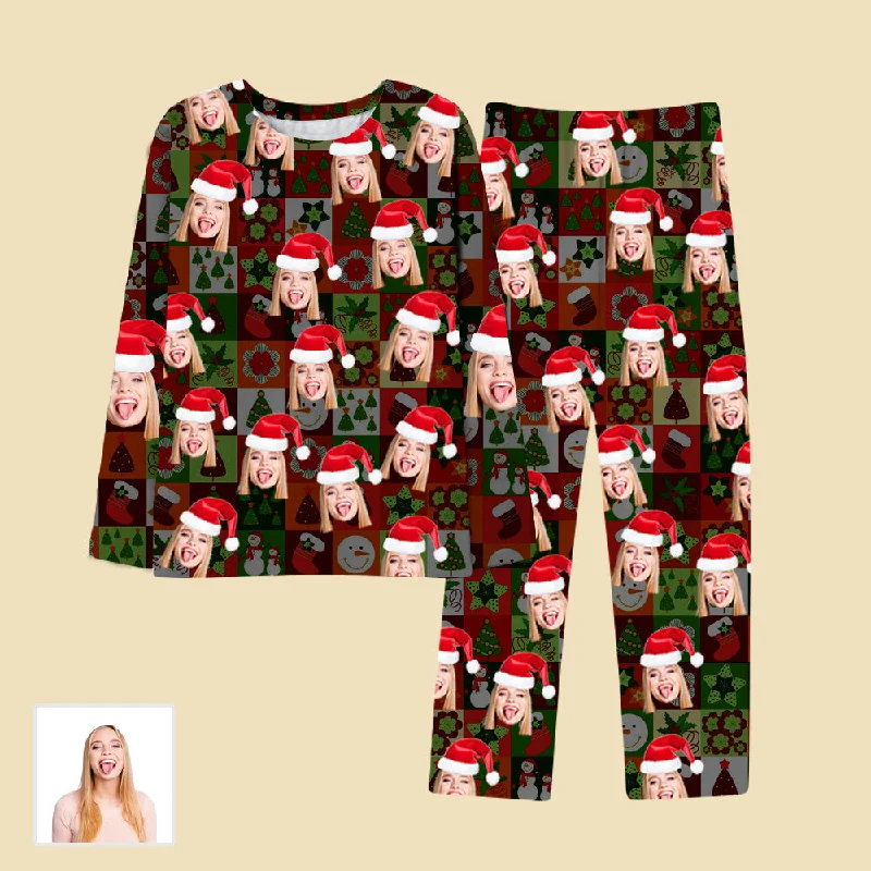 Christmas Tree Christmas Stockings Snowman Pattern Merry Christmas Long Sleeve Pajamas & Pajama Pants Set For Him/Her