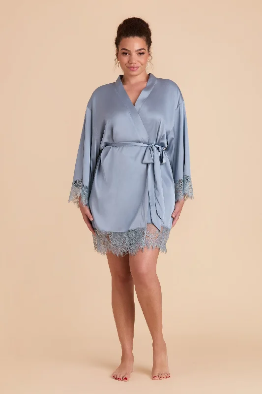 Claudette Lace Robe - Dusty Blue