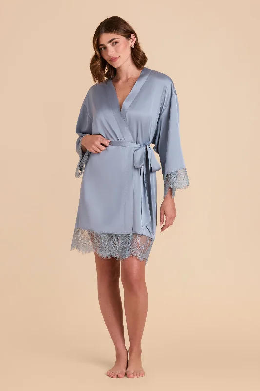 Claudette Lace Robe - Dusty Blue