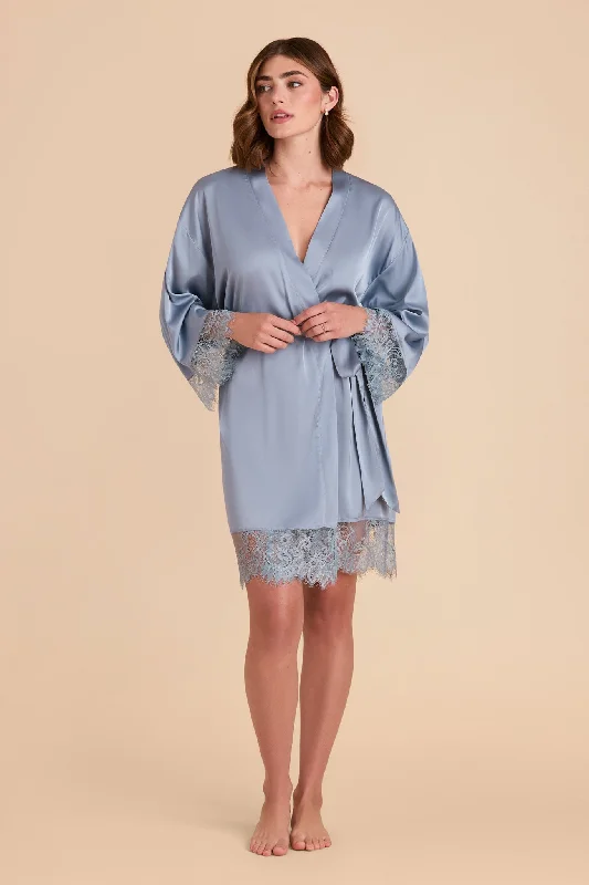 Claudette Lace Robe - Dusty Blue