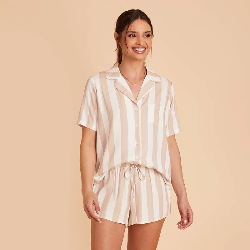 Eddie Pajama Set - Taupe Stripe